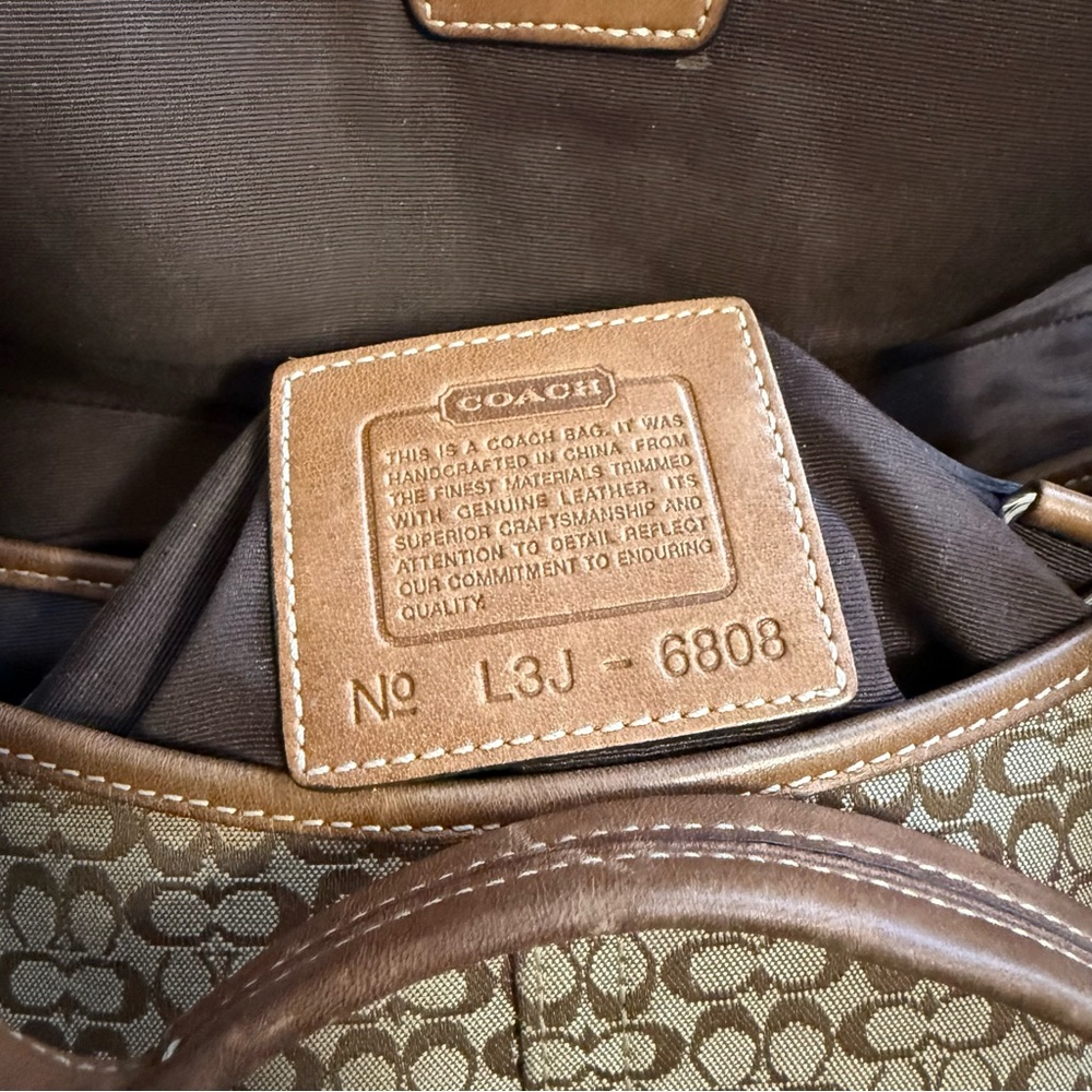 Coach 6808 Vintage Soho Tan Leather and Signature C Canvas Shoulder Tote Bag - Picture 15 of 16